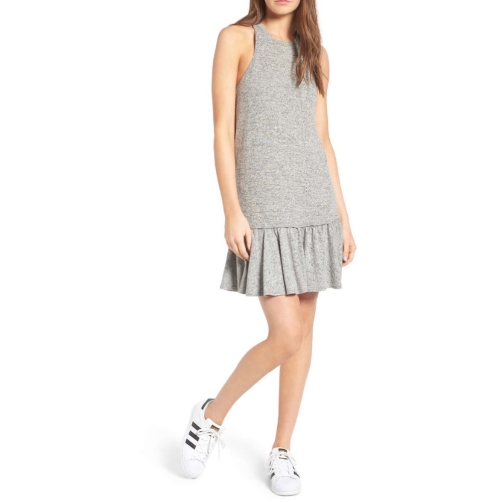 McGuire Denim Gray Sleeveless Ruffle-Hem Mini Dress